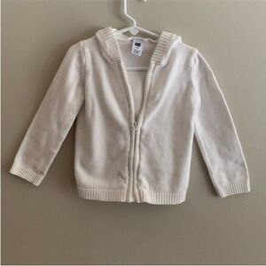 Gap Factory Girl's White Zippered Sweater with Hood XS Size 4